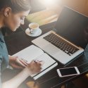 Beautiful woman at laptop